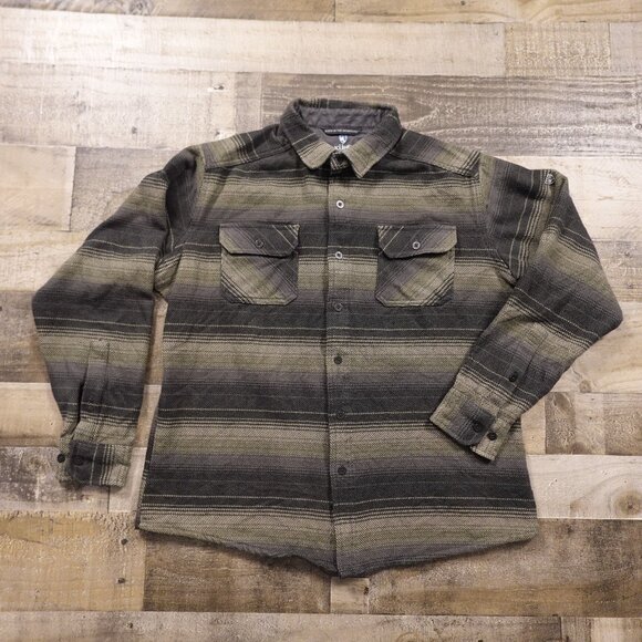 KÜHL Disordr Flannel Shirt - Large | Style 7334 | Olive/Brown/Charcoal striped - Picture 1 of 12